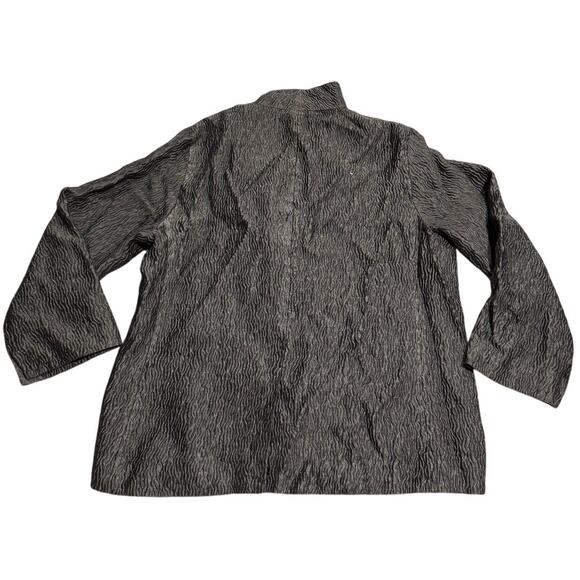 Eileen Fisher Blazer Silk Textured Jacket Womens Sz XS Pewter Open Front Crinkle - Picture 7 of 11